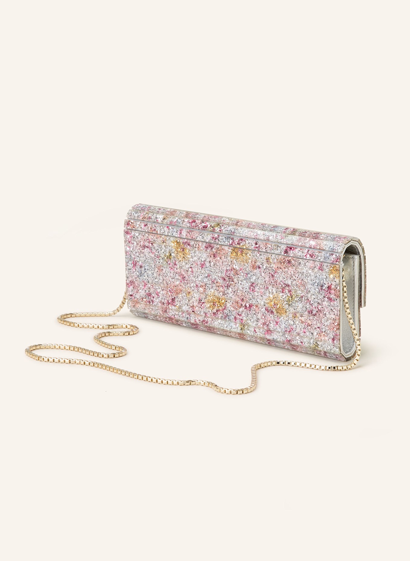 JIMMY CHOO Clutch SWEETIE: SILBER/ ROSA/ HELLGELB