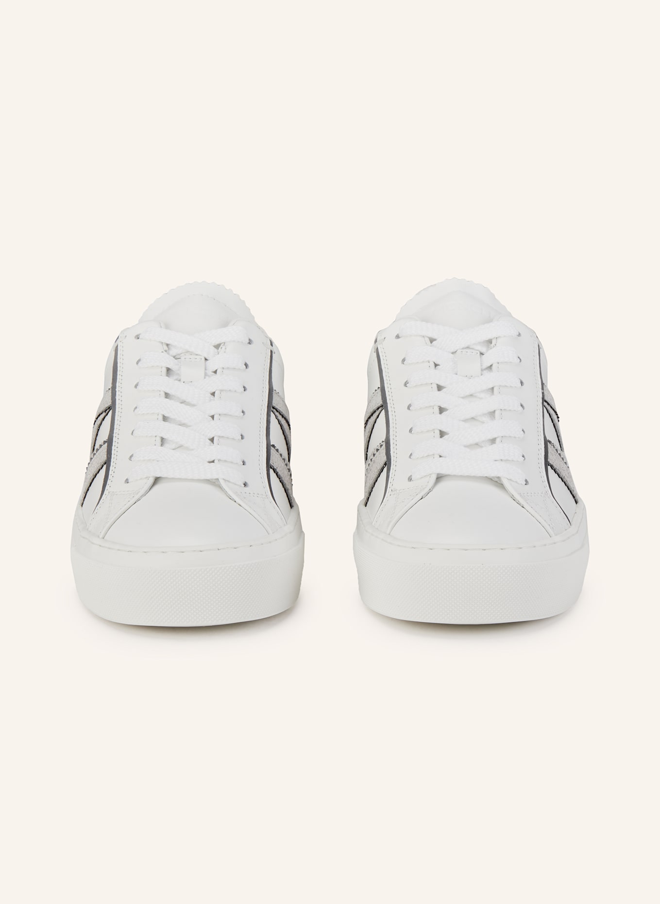 MONCLER Sneaker MONACO2: WEISS / SILBER