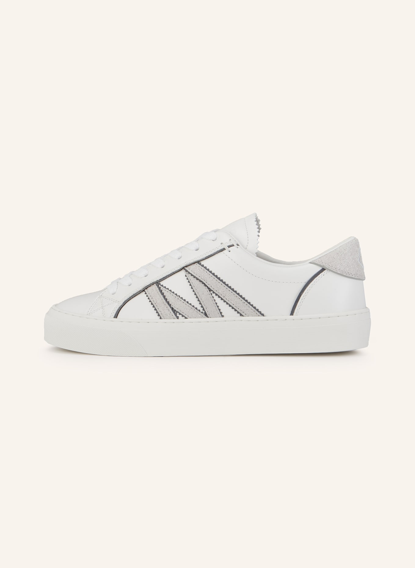 MONCLER Sneaker MONACO2: WEISS / SILBER