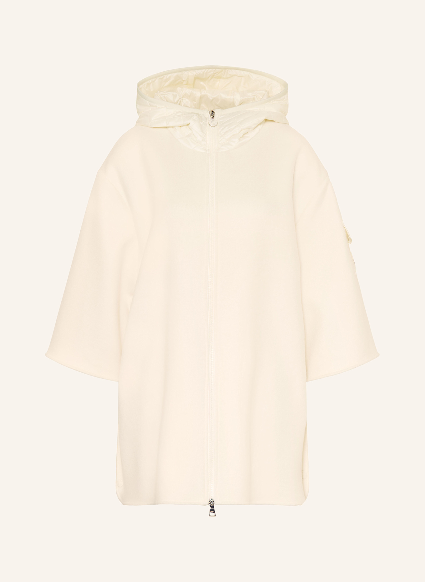 MONCLER Cape im Materialmix: ECRU