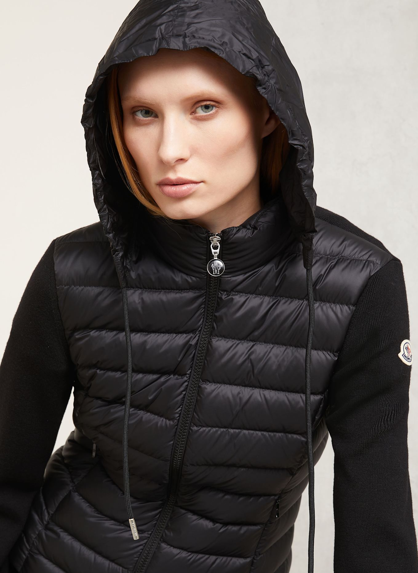 MONCLER Daunenjacke TRICOT im Materialmix: SCHWARZ