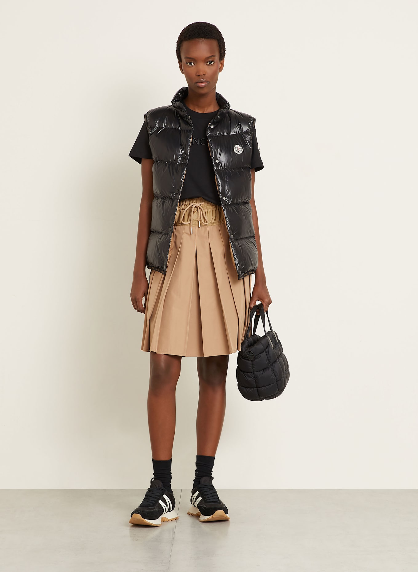 MONCLER Rock im Materialmix: BEIGE