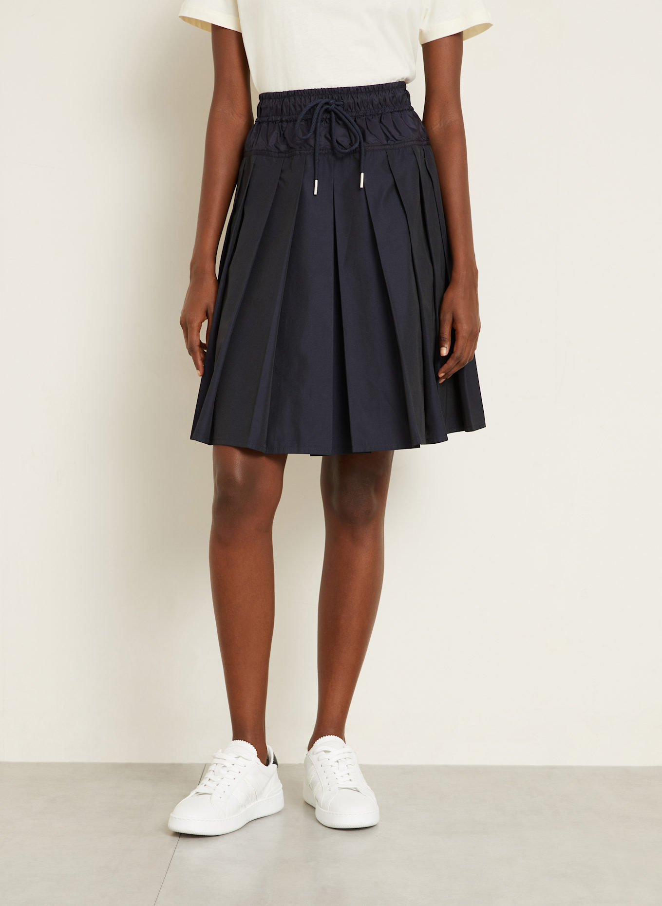 MONCLER Rock im Materialmix: DUNKELBLAU