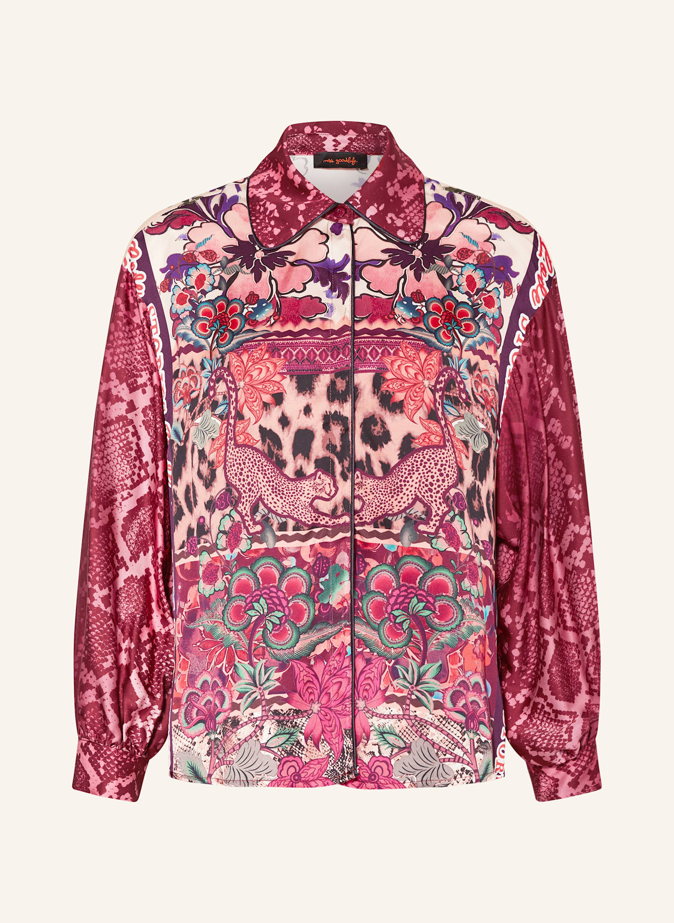 miss goodlife Satinbluse: PINK / FUCHSIA / GRÜN