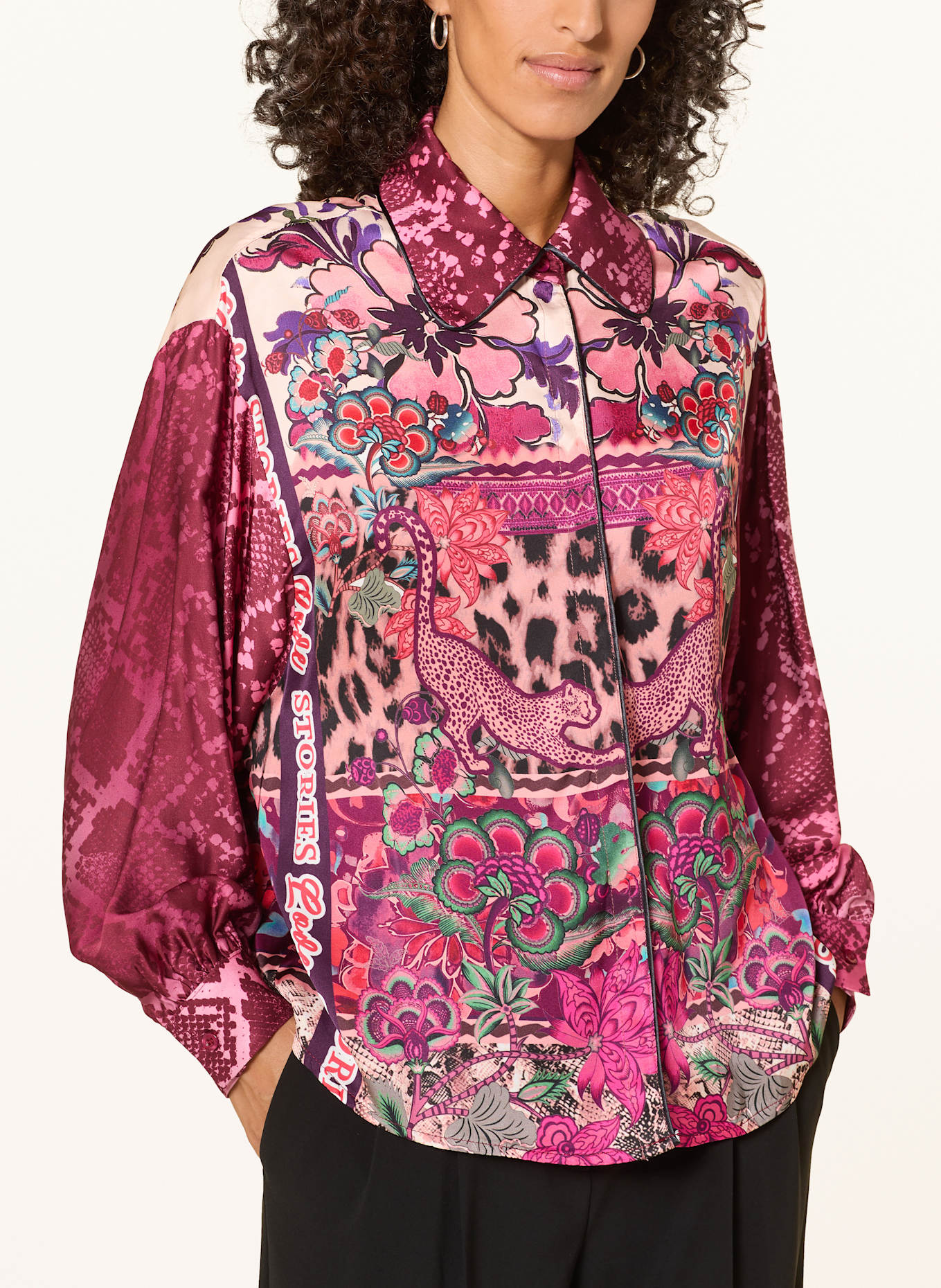 miss goodlife Satinbluse: PINK / FUCHSIA / GRÜN