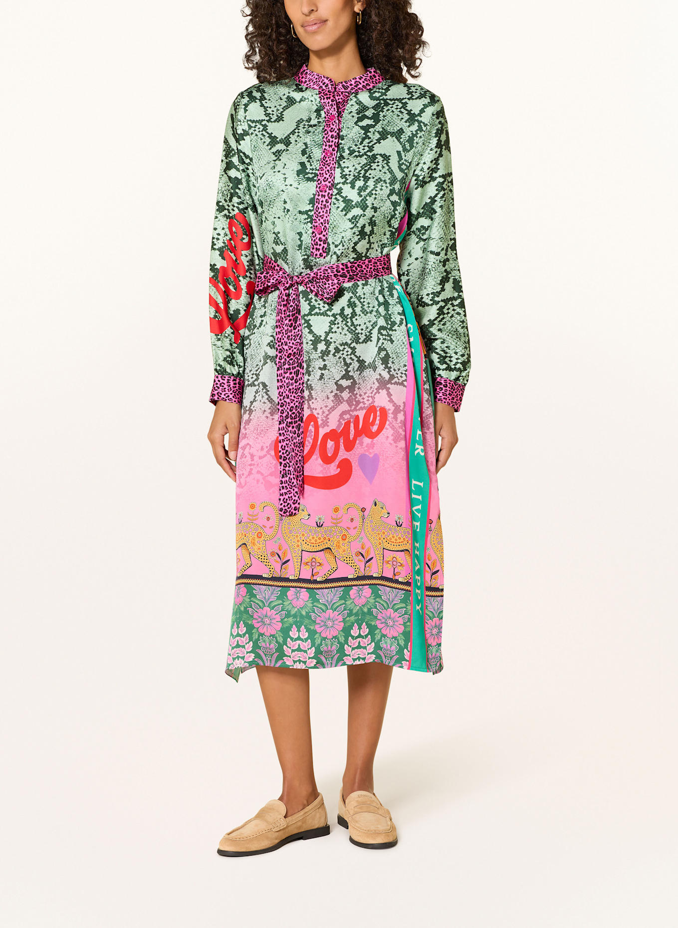 miss goodlife Satinkleid: MINT / PINK / ROSA