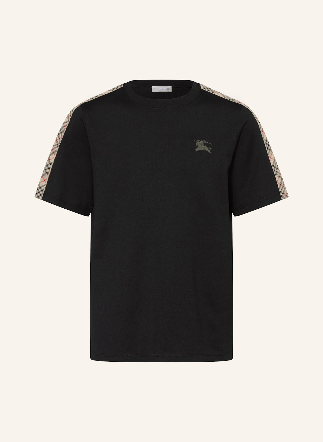 BURBERRY T-shirt z lampasami: CZARNY