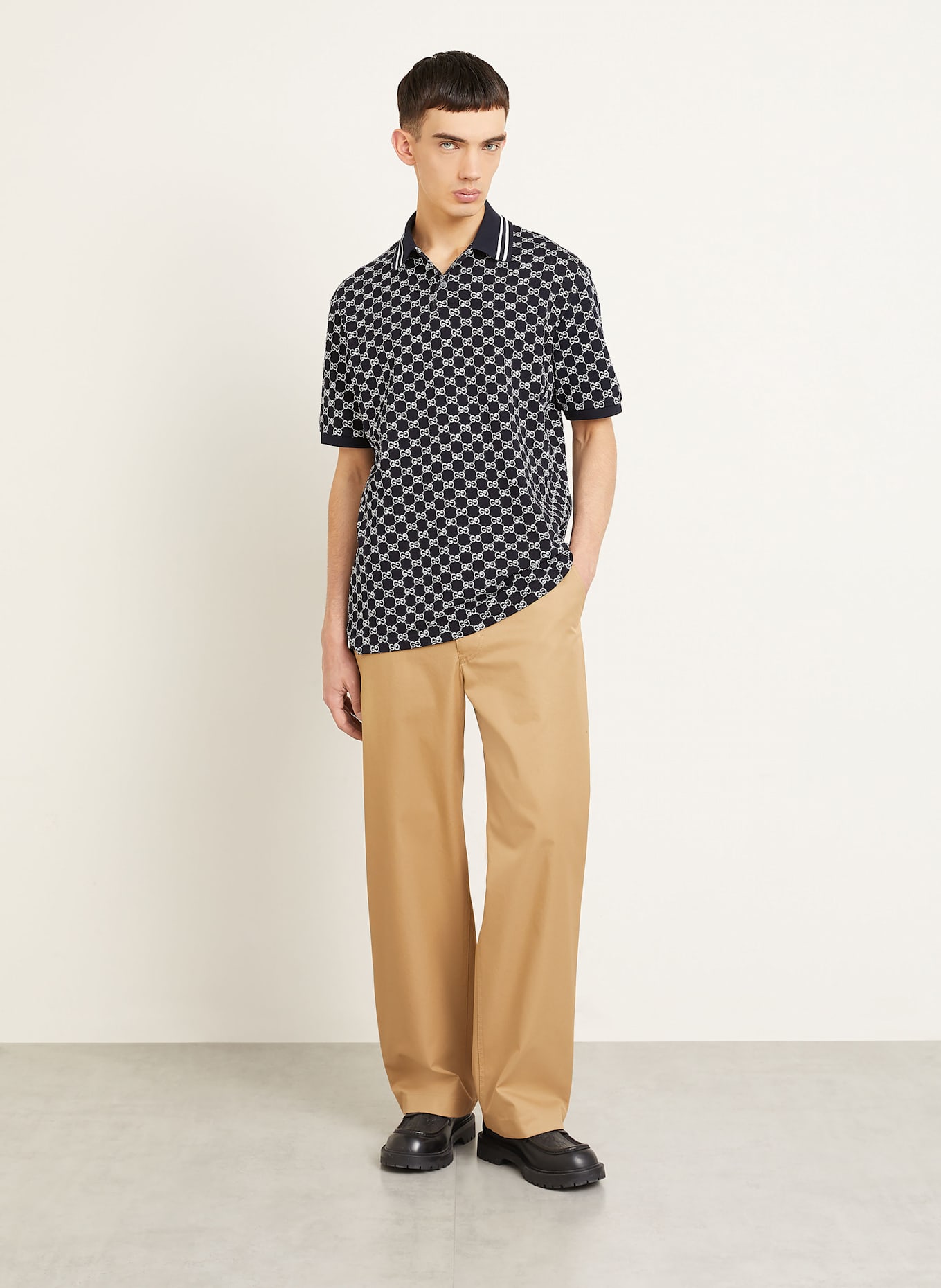 GUCCI Piqué polo shirt: 4137 NAVY/WHITE