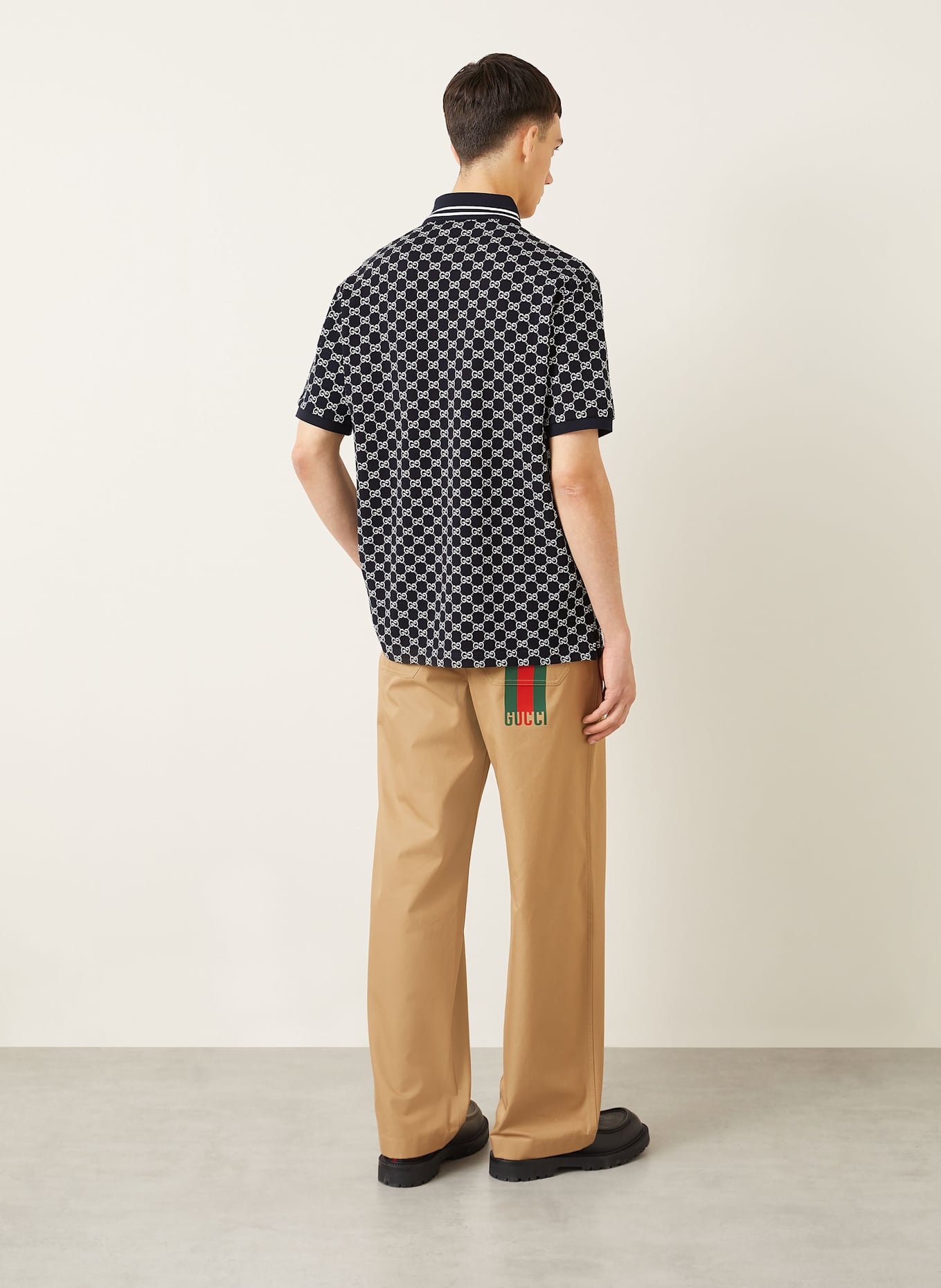GUCCI Piqué polo shirt: 4137 NAVY/WHITE