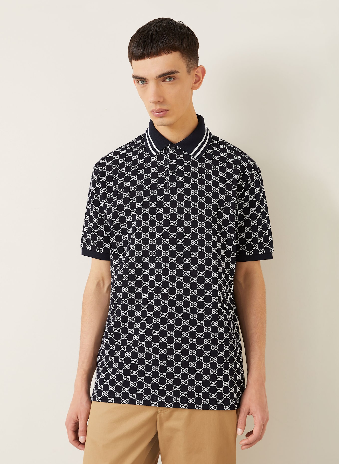 GUCCI Piqué polo shirt: 4137 NAVY/WHITE