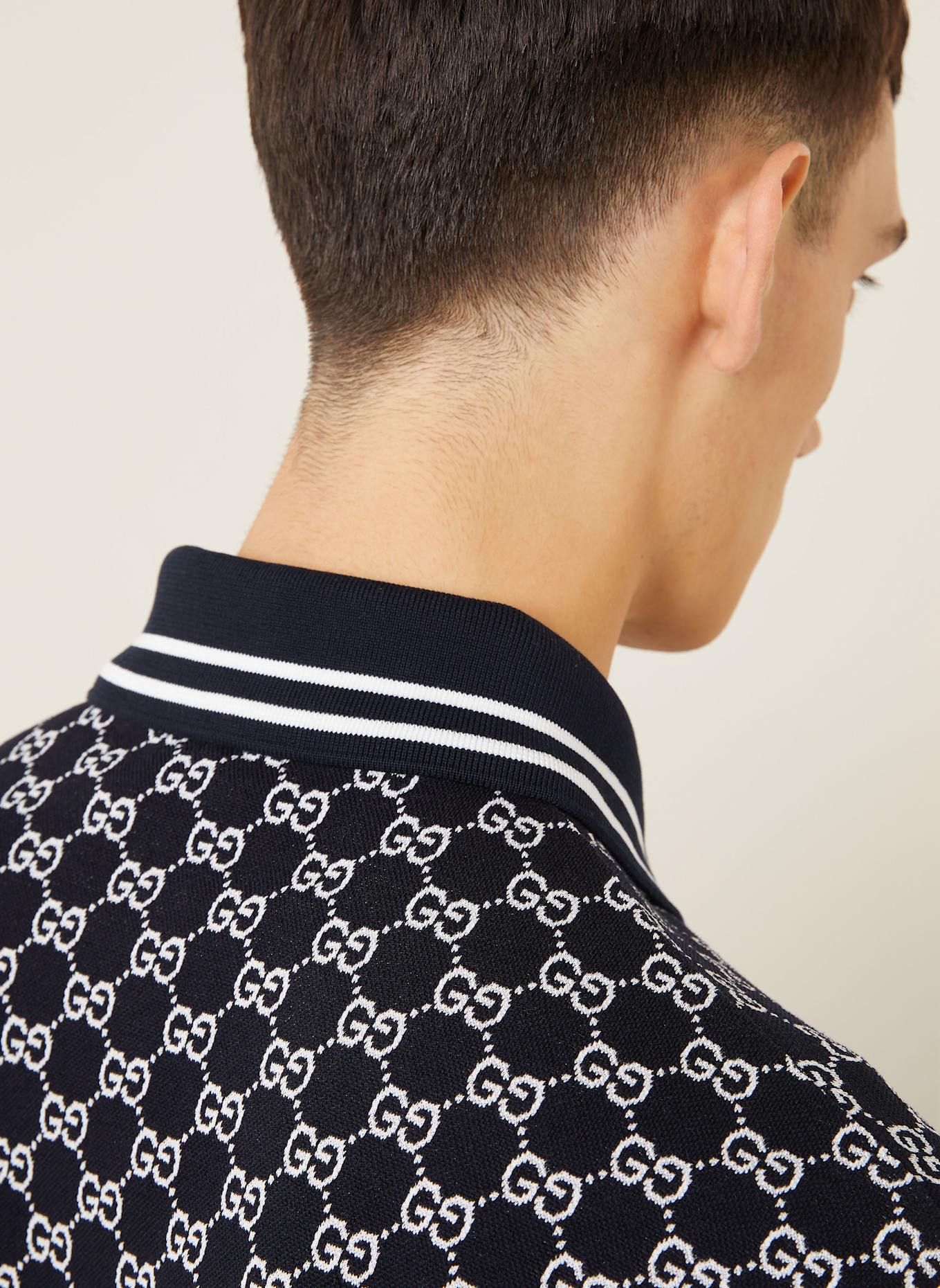 GUCCI Piqué polo shirt: 4137 NAVY/WHITE