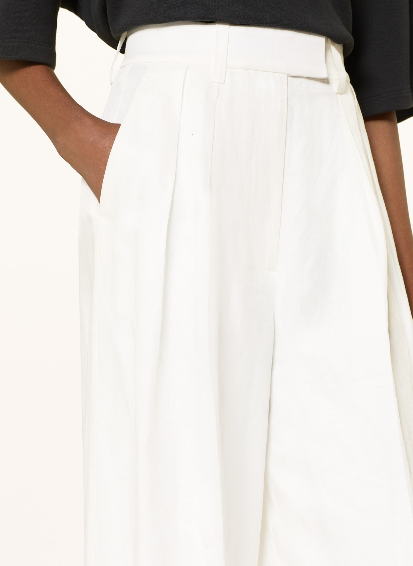 ANINE BING Marlenehose LOU mit Leinen: CREME