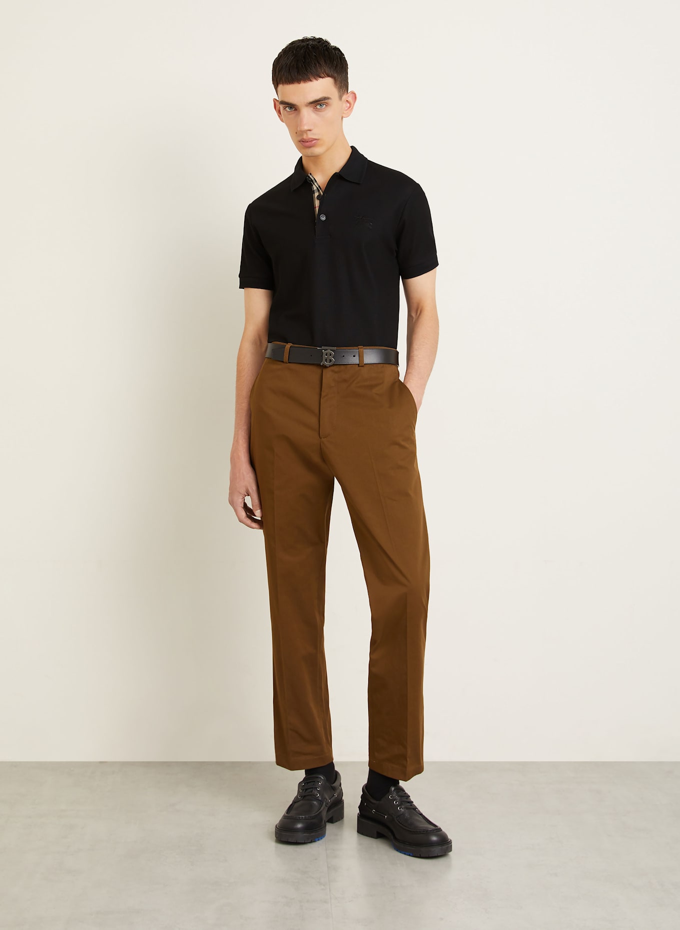 BURBERRY Polokošile z piké EDDIE: ČERNÁ