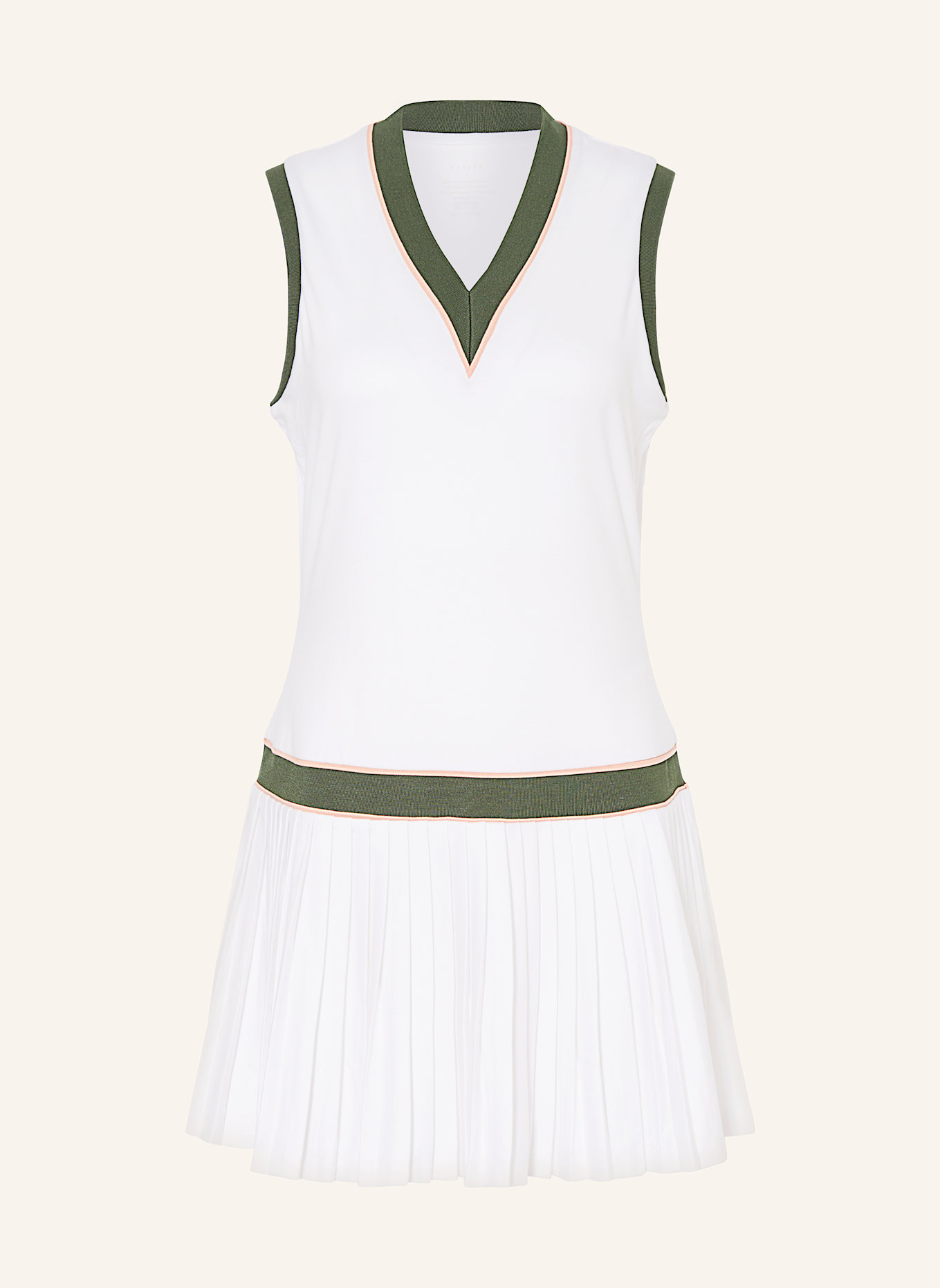 VARLEY Tenniskleid JOURI: WEISS / OLIV / HELLROSA