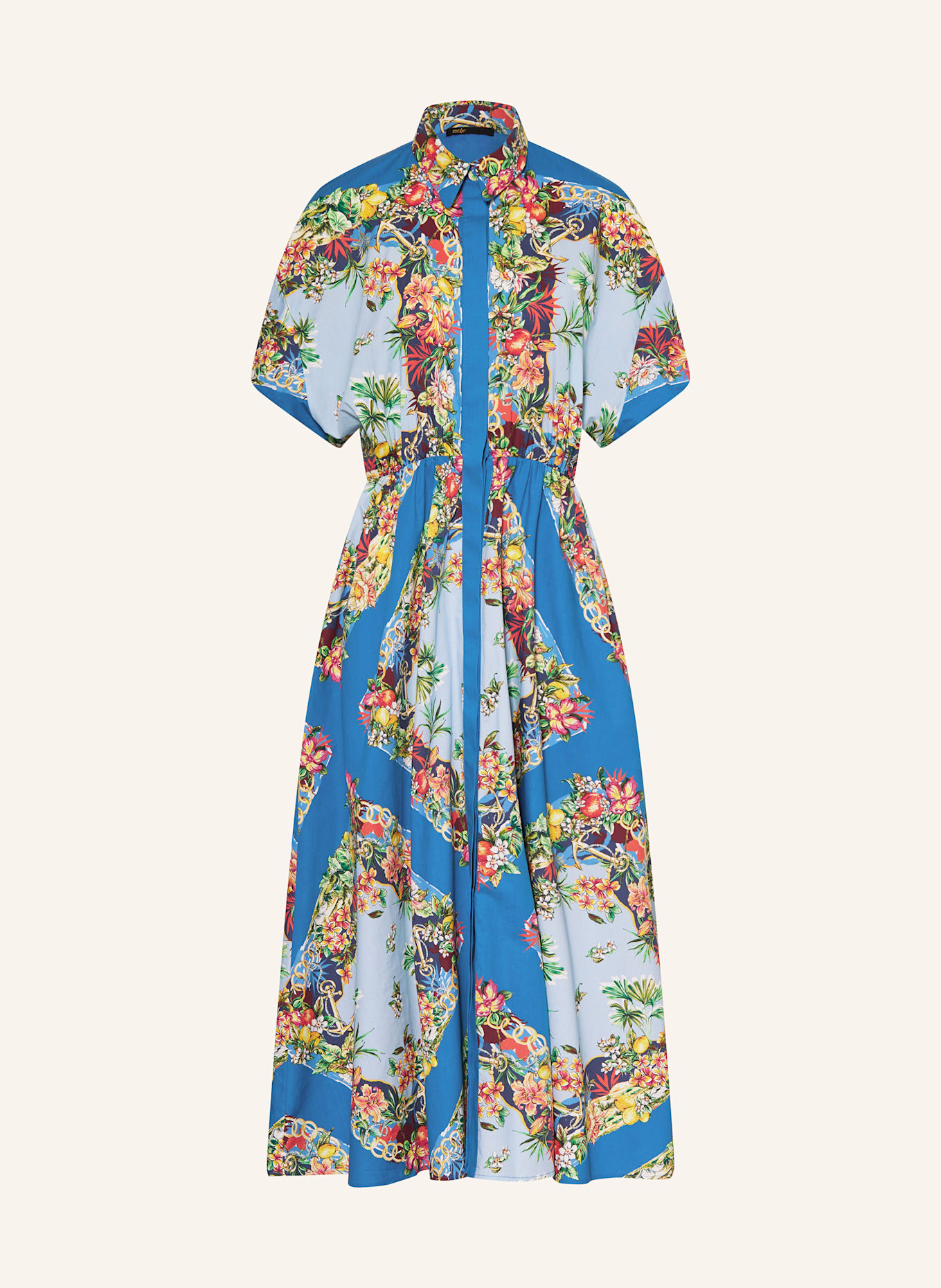 maje Hemdblusenkleid: BLAU/ HELLBLAU/ ROT