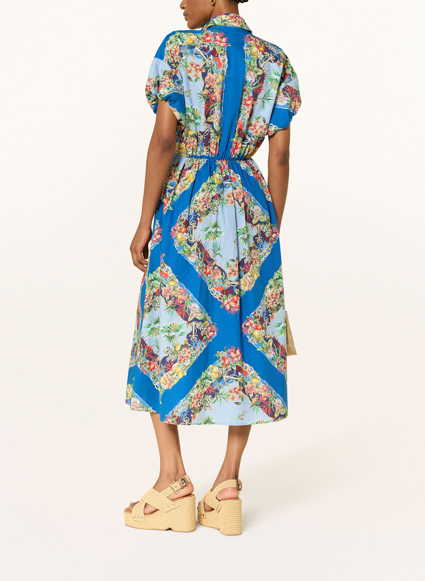 maje Hemdblusenkleid: BLAU/ HELLBLAU/ ROT