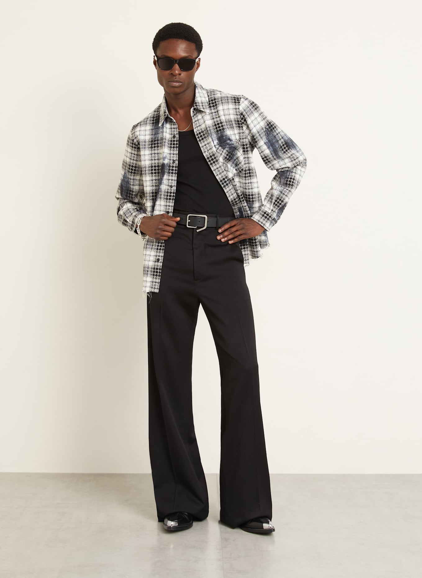 AMIRI Flannel shirt comfort fit: BLACK/ WHITE