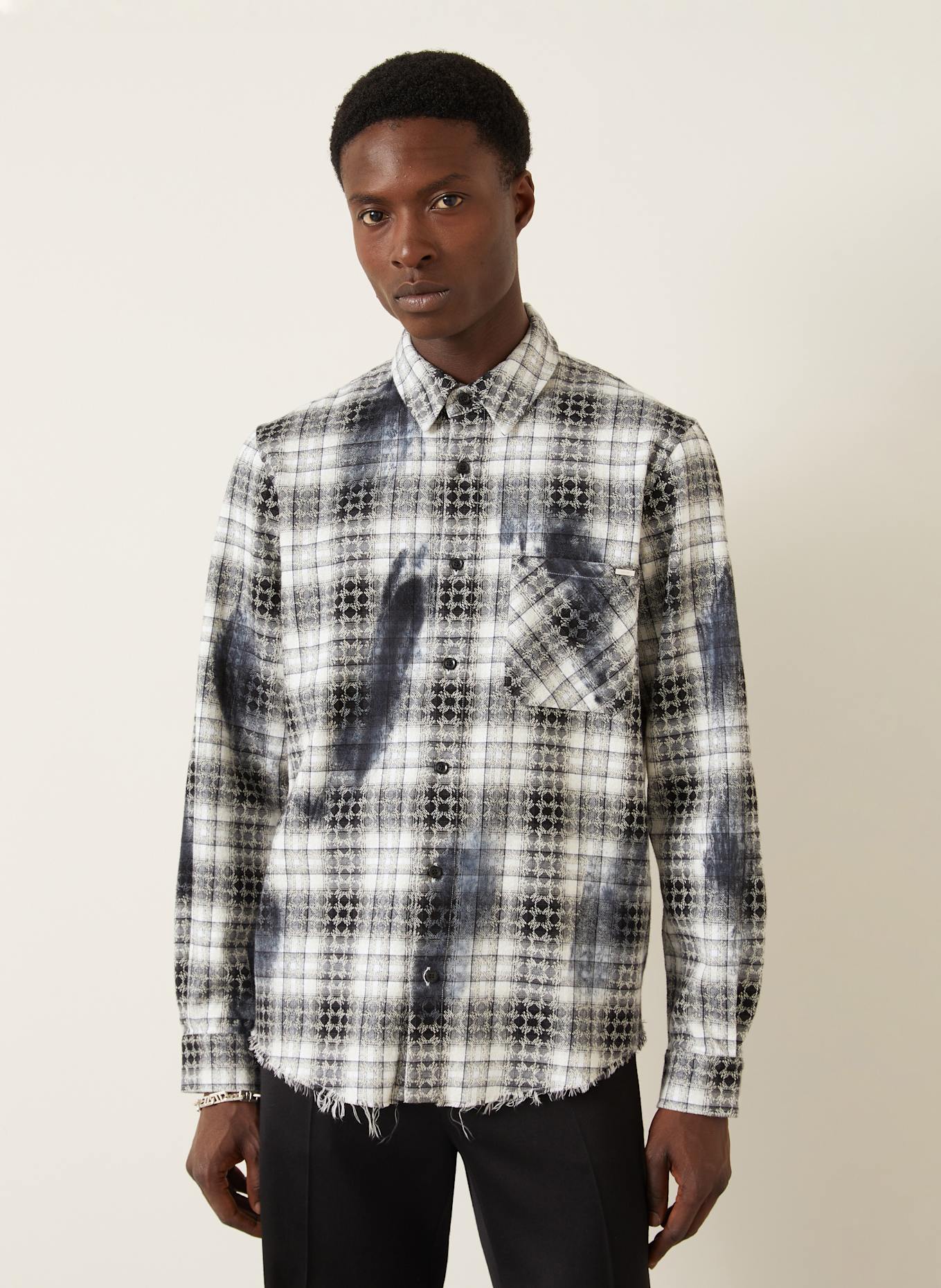 AMIRI Flannel shirt comfort fit: BLACK/ WHITE
