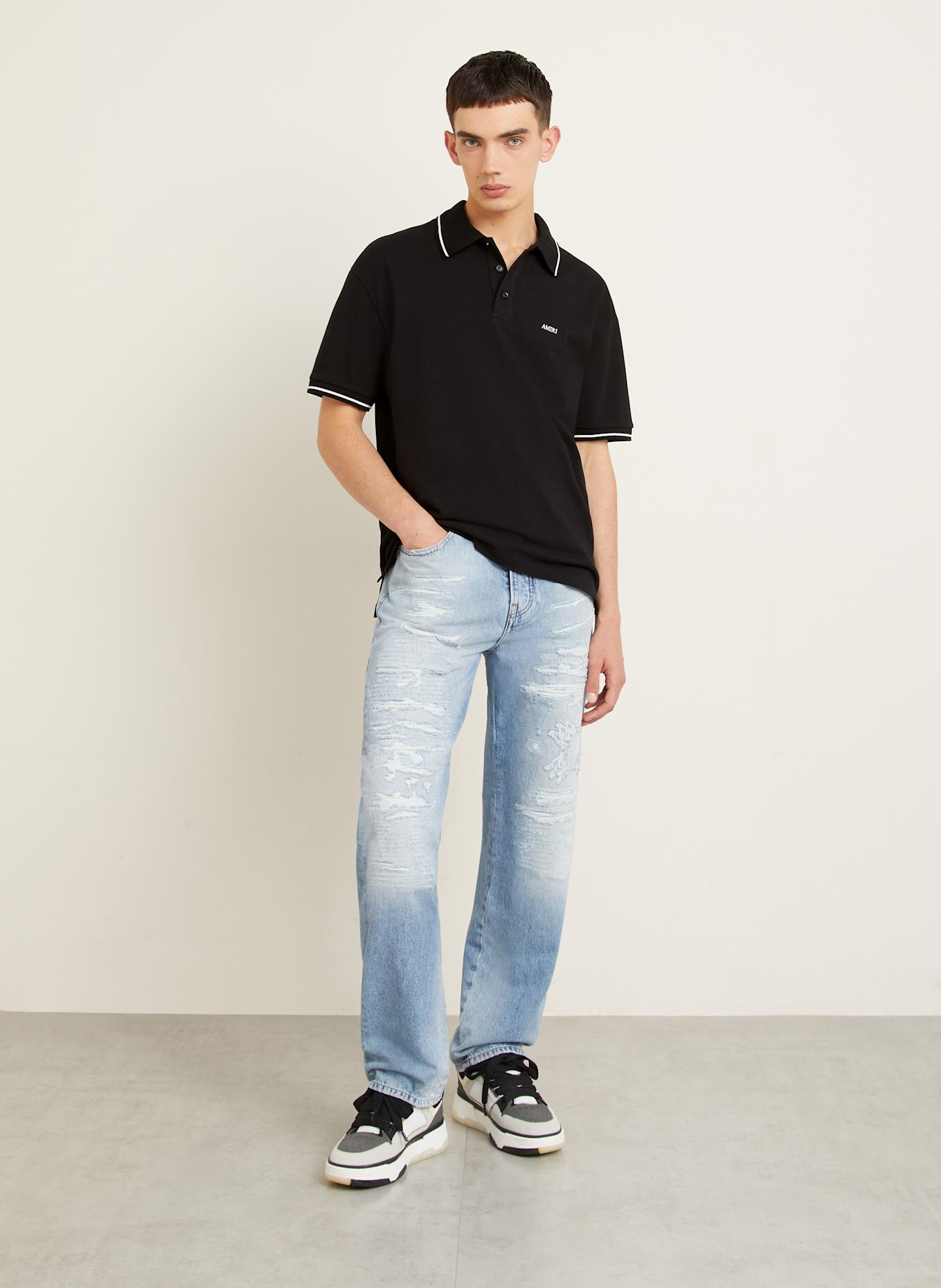 AMIRI Piqué polo shirt: BLACK
