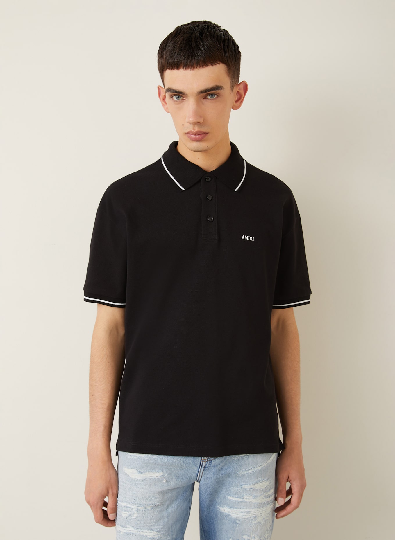 AMIRI Piqué polo shirt: BLACK