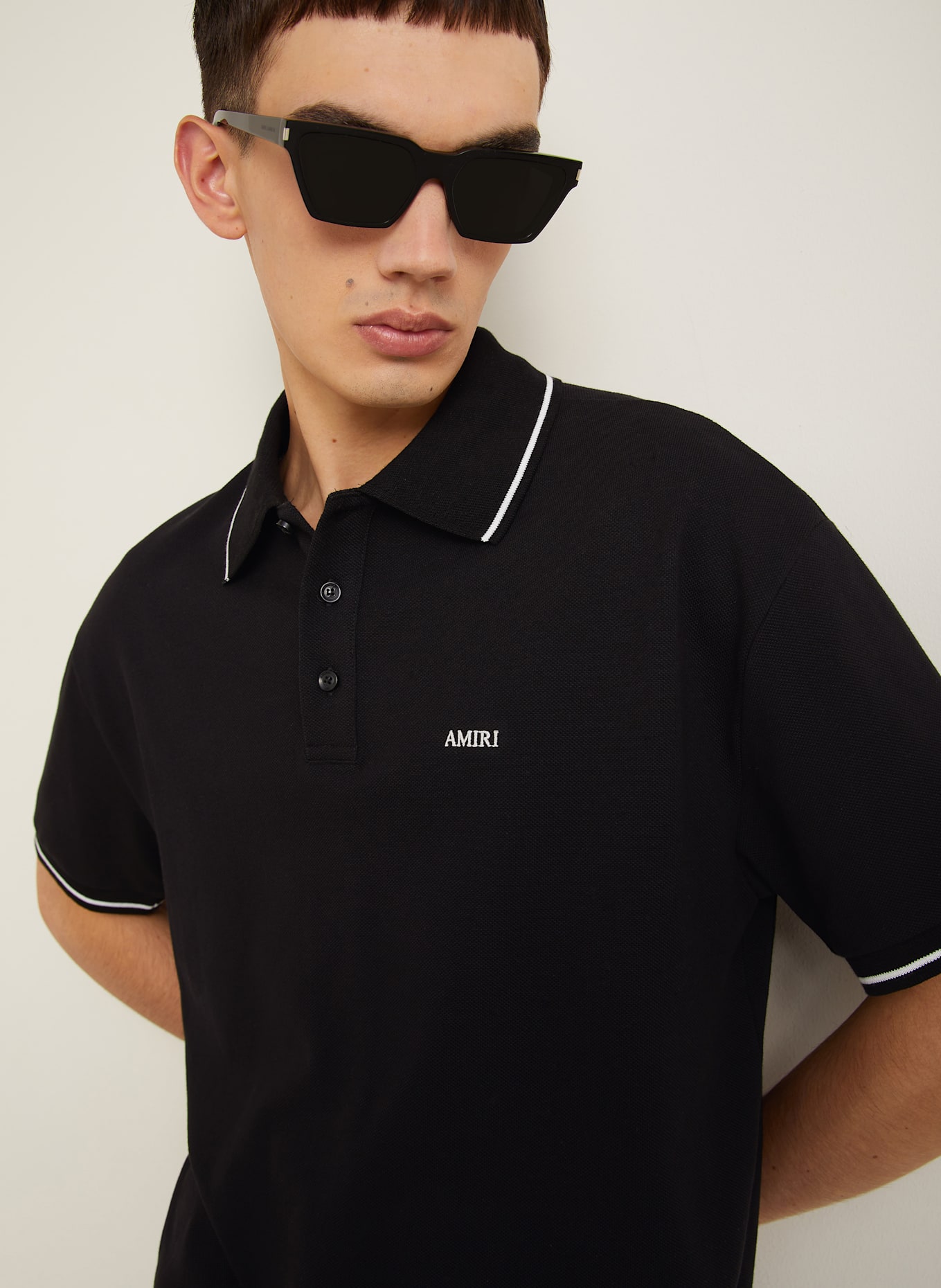 AMIRI Piqué polo shirt: BLACK