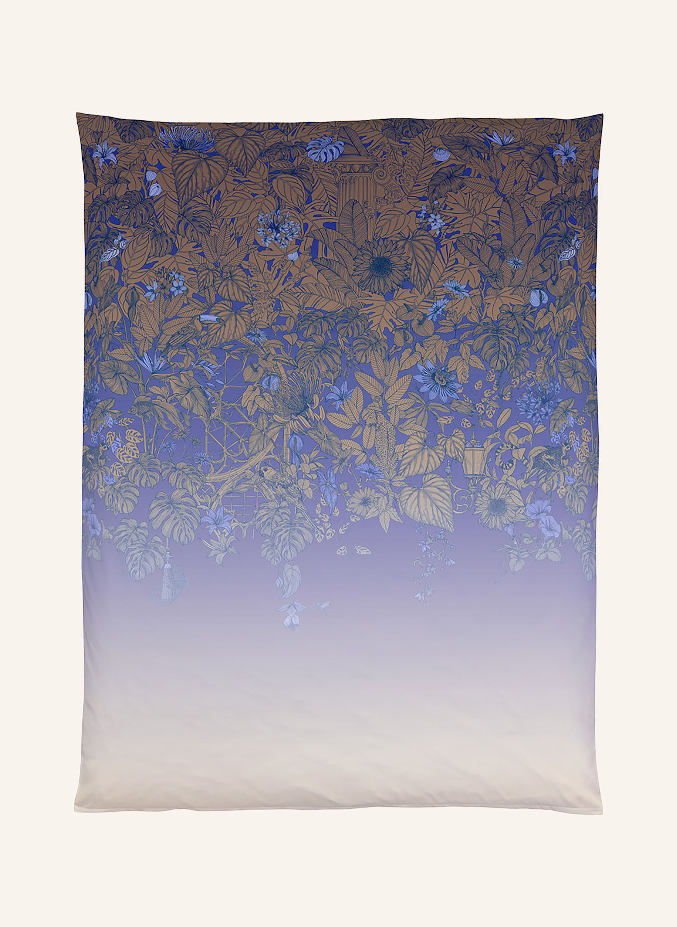 Christian Fischbacher Bettwäsche JACQUARD BLUE HOUR: DUNKELBLAU / HELLLILA / BRAUN