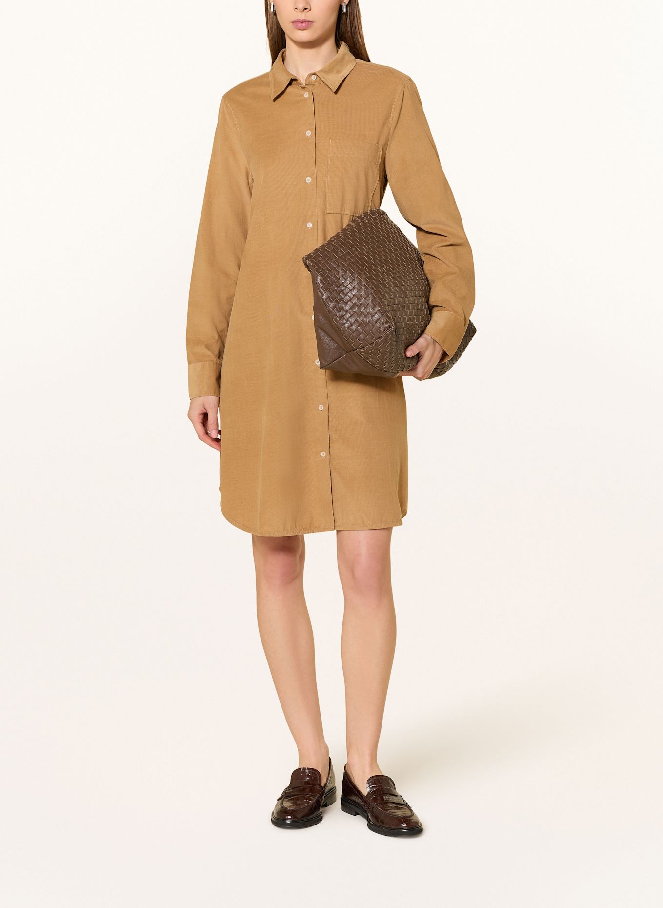 Marc O'Polo Hemdblusenkleid aus Cord: HELLBRAUN