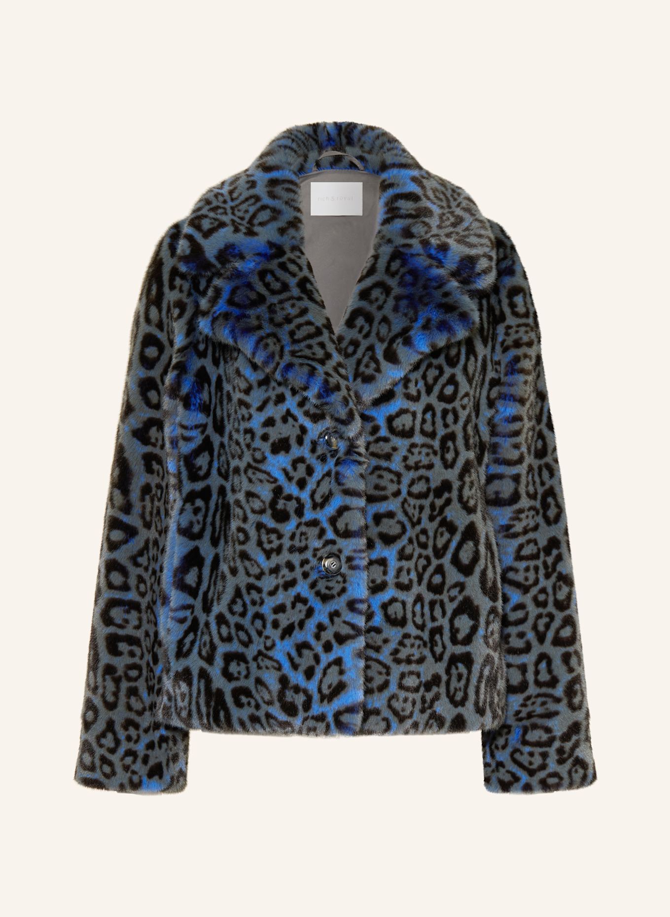 Rich & Royal Kunstpelz-Jacke: BLAU / DUNKELBRAUN