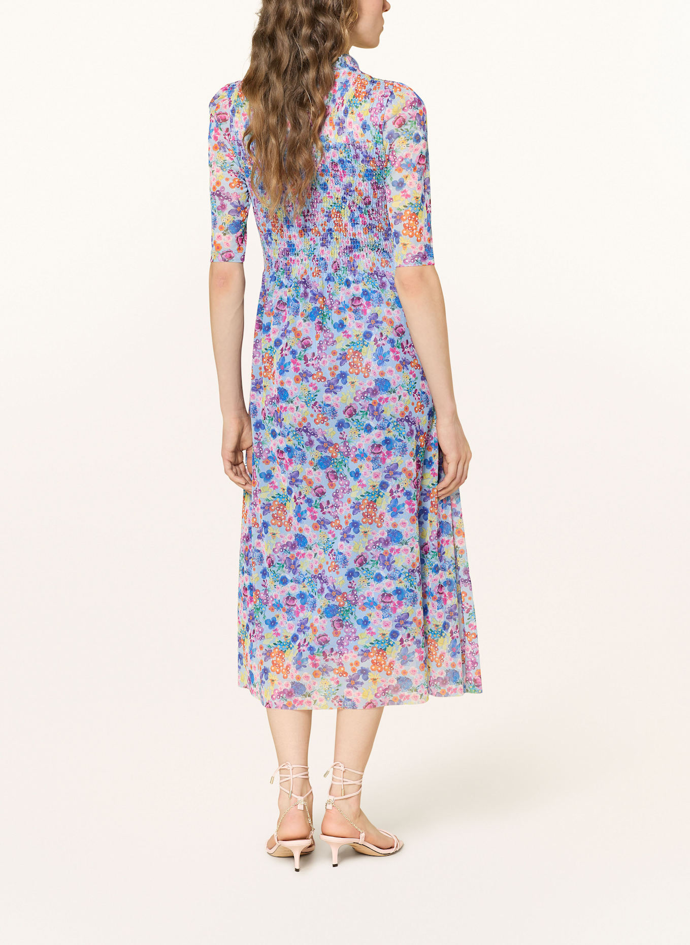 Rich & Royal Mesh-Kleid mit 3/4-Arm: HELLBLAU