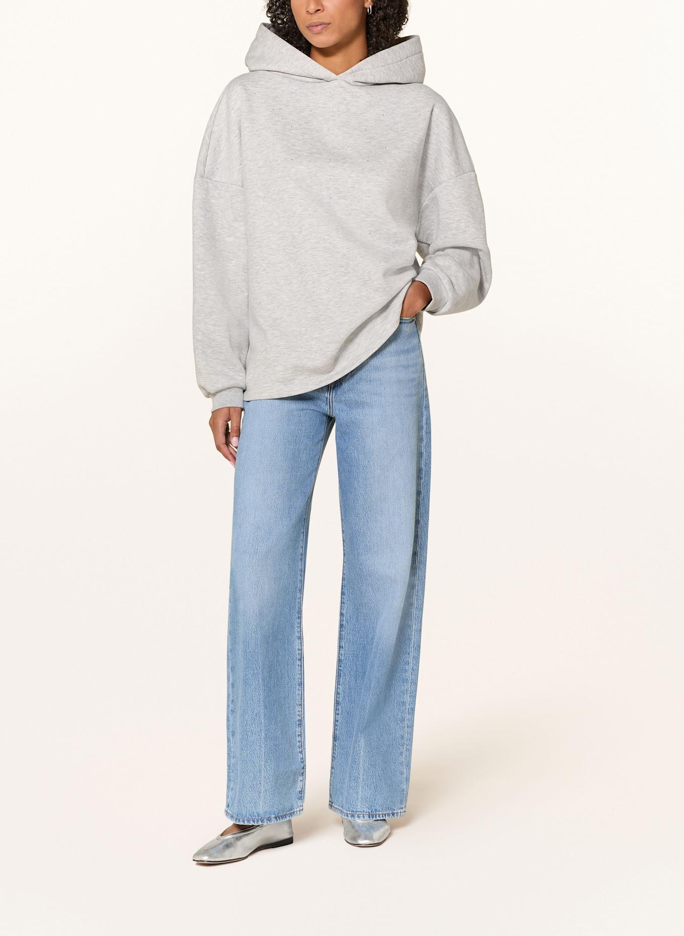 Rich & Royal Hoodie mit Schmucksteinen: HELLGRAU