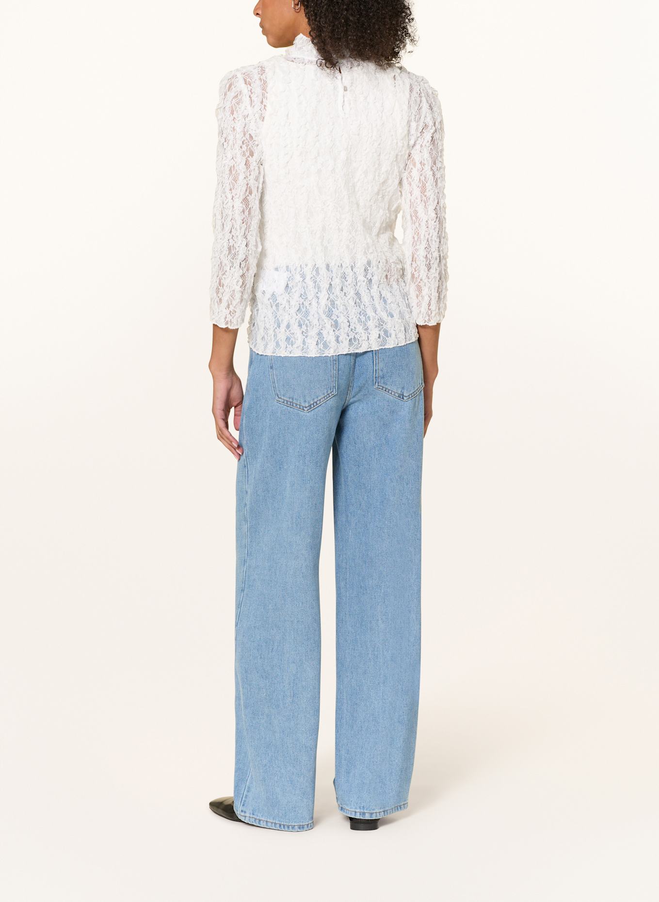 Rich & Royal Spitzenbluse mit Rüschen: WEISS