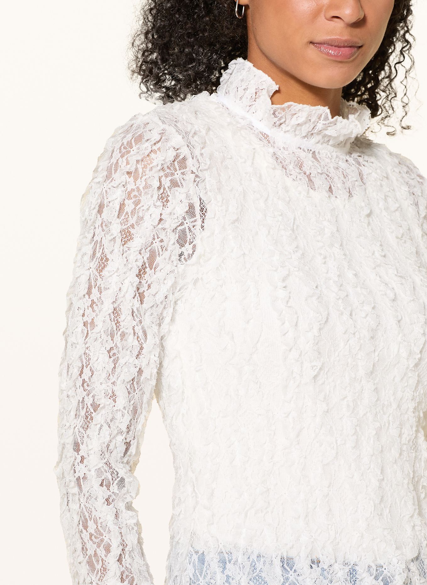 Rich & Royal Spitzenbluse mit Rüschen: WEISS