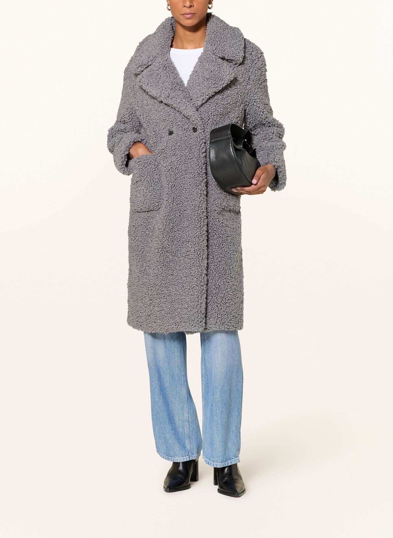 Rich & Royal Teddyfell-Mantel: BLAUGRAU