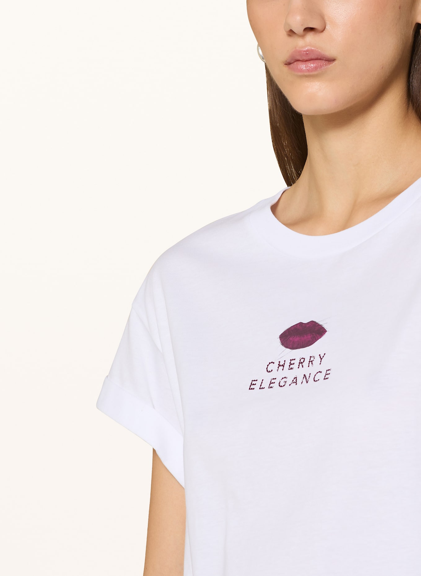 Rich & Royal T-Shirt BOYFIREND mit Schmucksteinen: WEISS