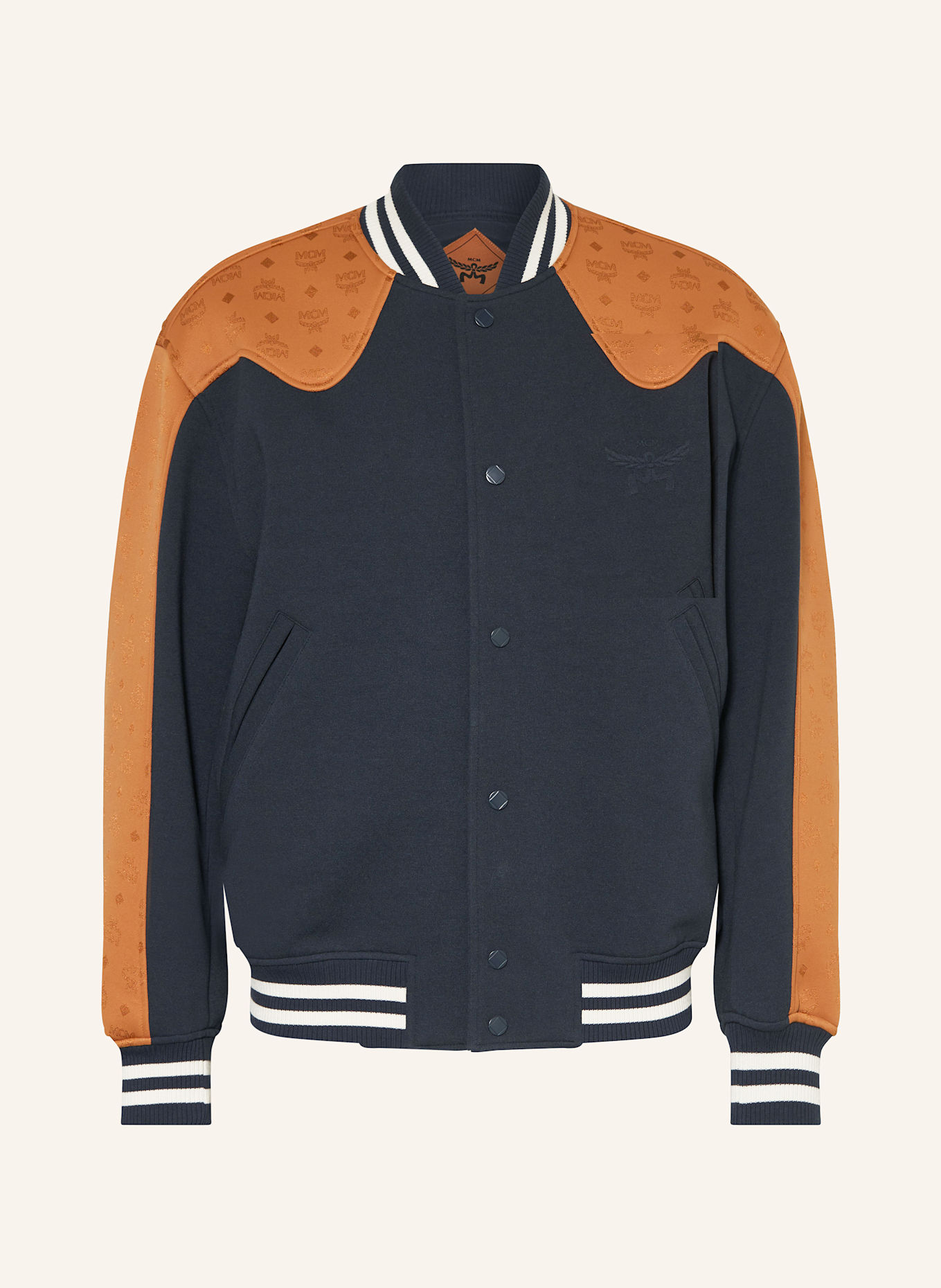 MCM College-Jacke im Materialmix: DUNKELBLAU / DUNKELORANGE / WEISS