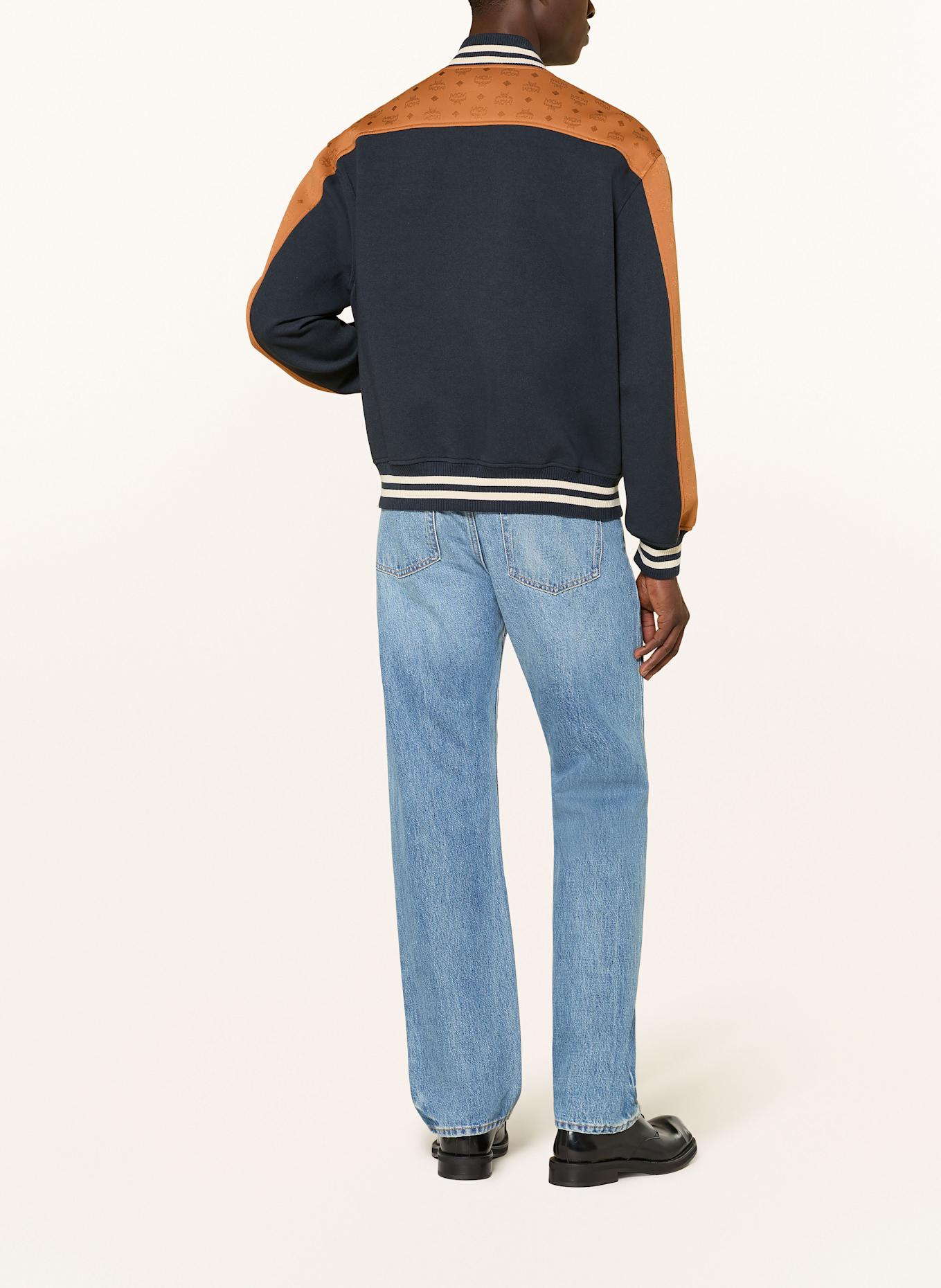 MCM College-Jacke im Materialmix: DUNKELBLAU / DUNKELORANGE / WEISS