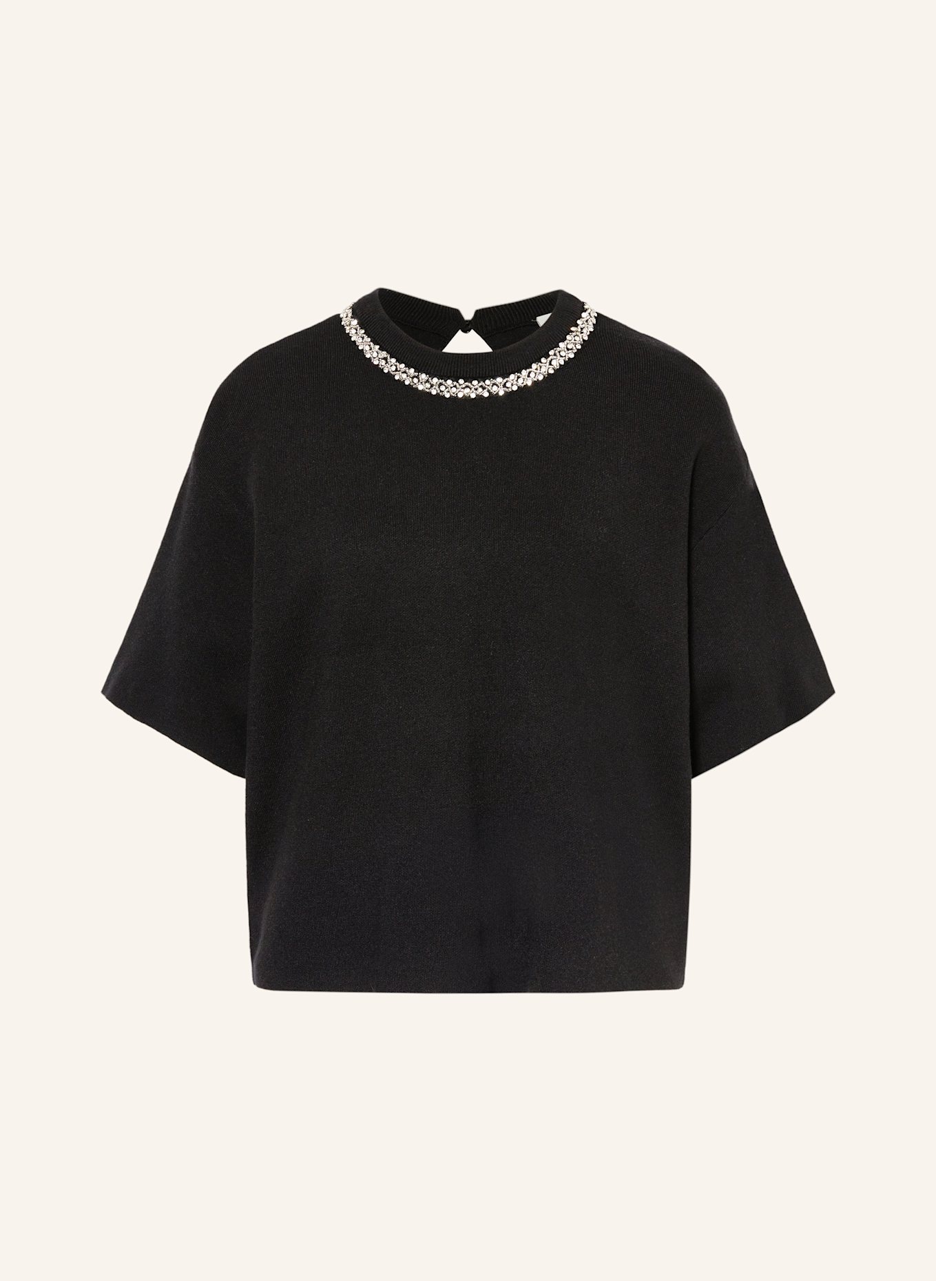 ICHI Strickshirt IHDORISE mit Schmucksteinen: SCHWARZ