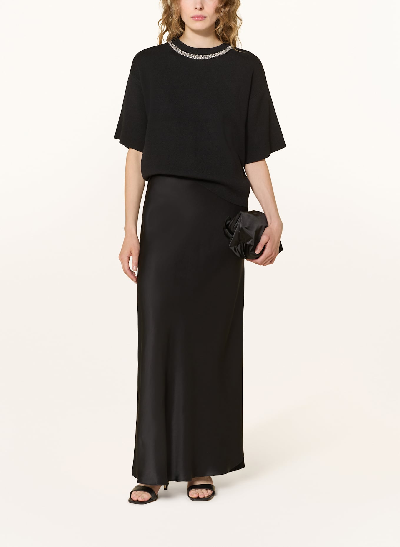 ICHI Strickshirt IHDORISE mit Schmucksteinen: SCHWARZ