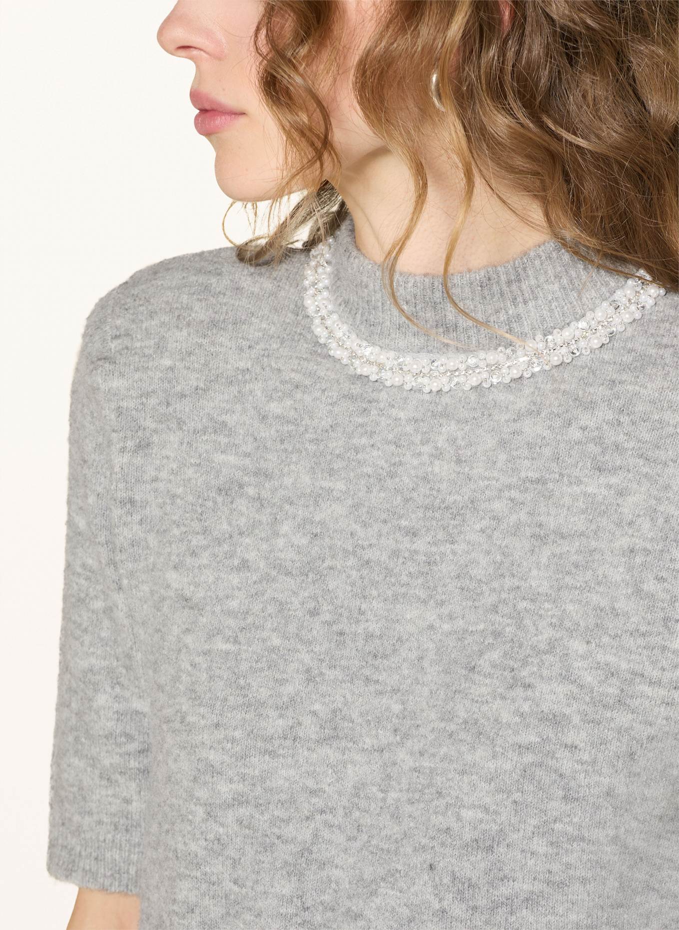 ICHI Strickshirt IHMACON mit Schmucksteinen: GRAU