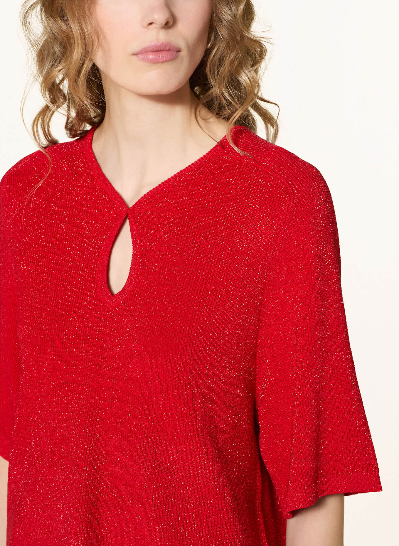 ICHI Strickshirt IHCODY mit Glitzergarn: ROT