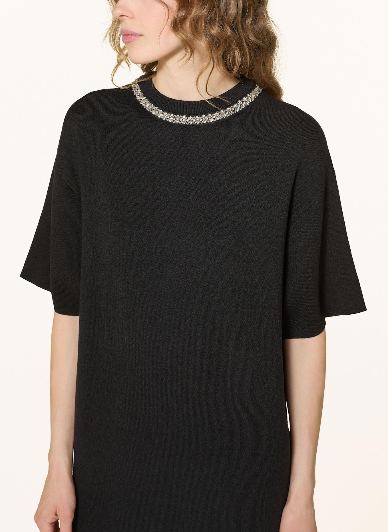 ICHI Strickkleid IHDORISE mit Schmucksteinen: SCHWARZ