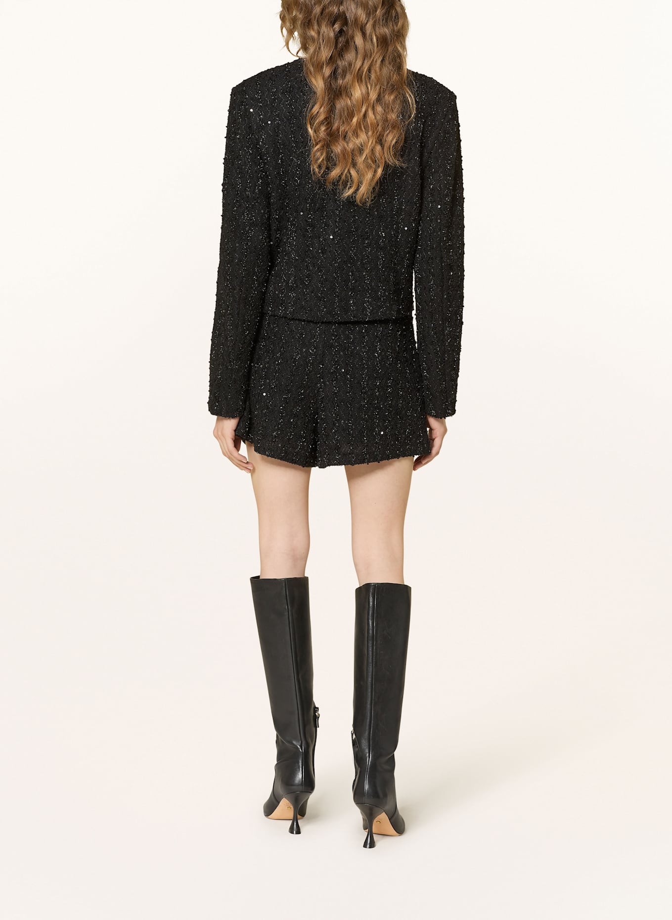 ICHI Shorts IHNINKY mit Glitzergarn: SCHWARZ