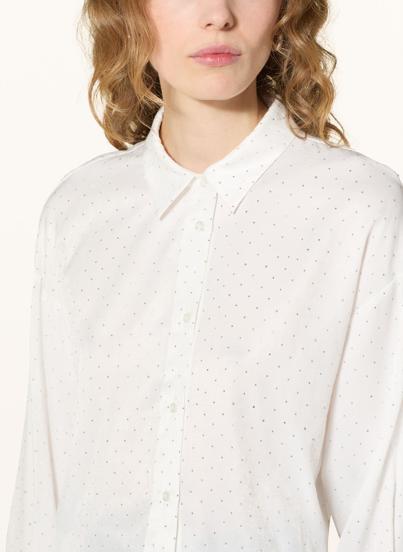 ICHI Hemdbluse IHLISANNE mit Schmucksteinen: WEISS