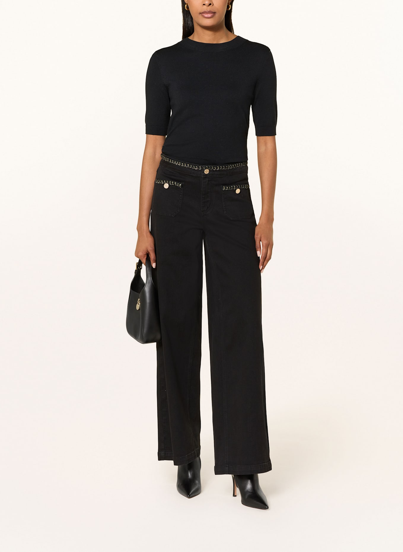 Joseph Ribkoff Wide Leg Jeans mit Glitzergarn: 11 SCHWARZ