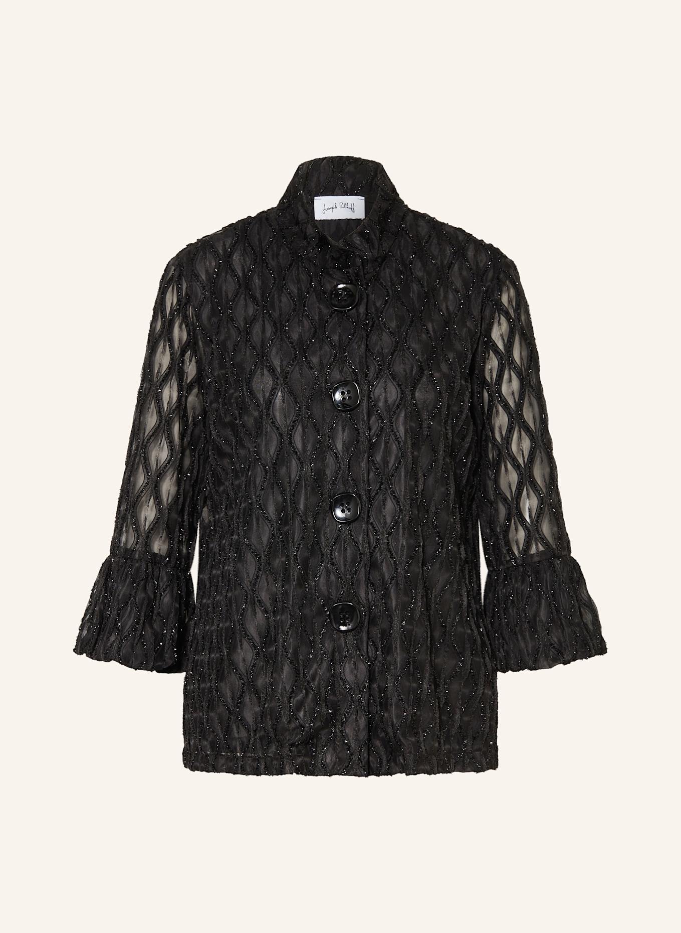 Joseph Ribkoff Mesh-Jacke mit Schmucksteinen und 3/4-Arm: SCHWARZ