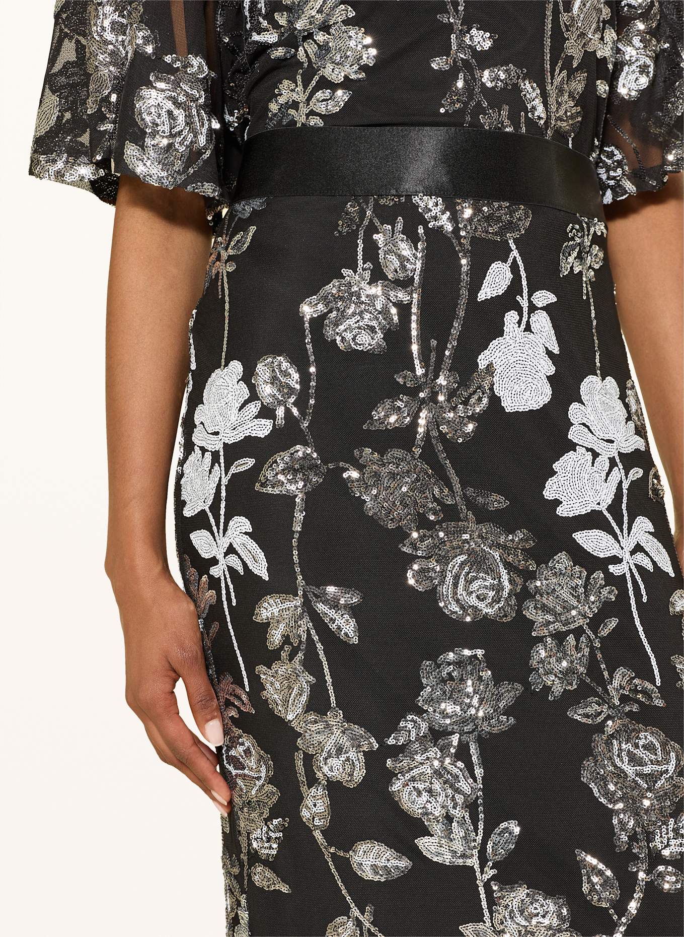 Joseph Ribkoff Mesh-Rock mit Pailletten: SCHWARZ / SILBER