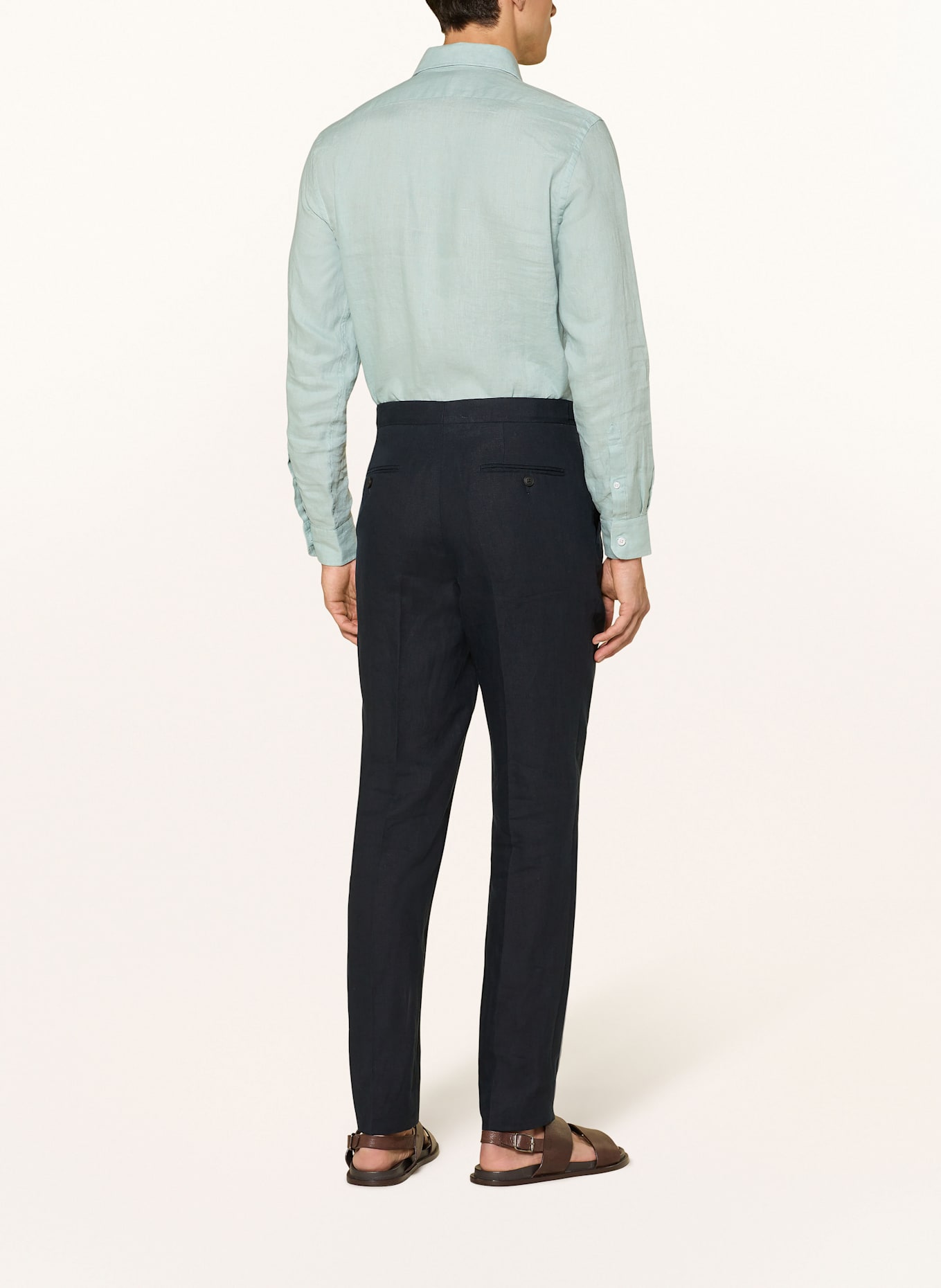 REISS Linen trousers KIN slim fit: DARK BLUE