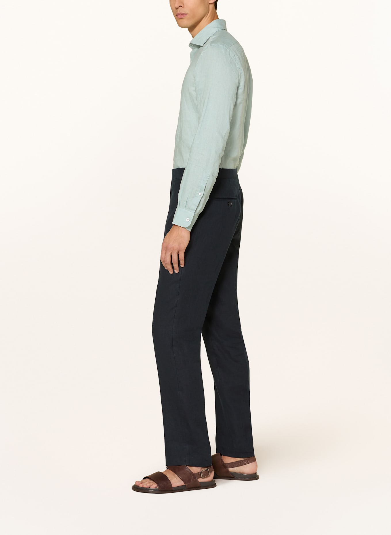 REISS Linen trousers KIN slim fit: DARK BLUE