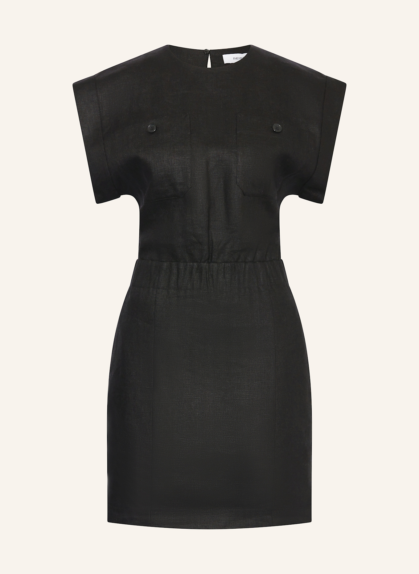 REISS Leinenkleid KARLY: SCHWARZ