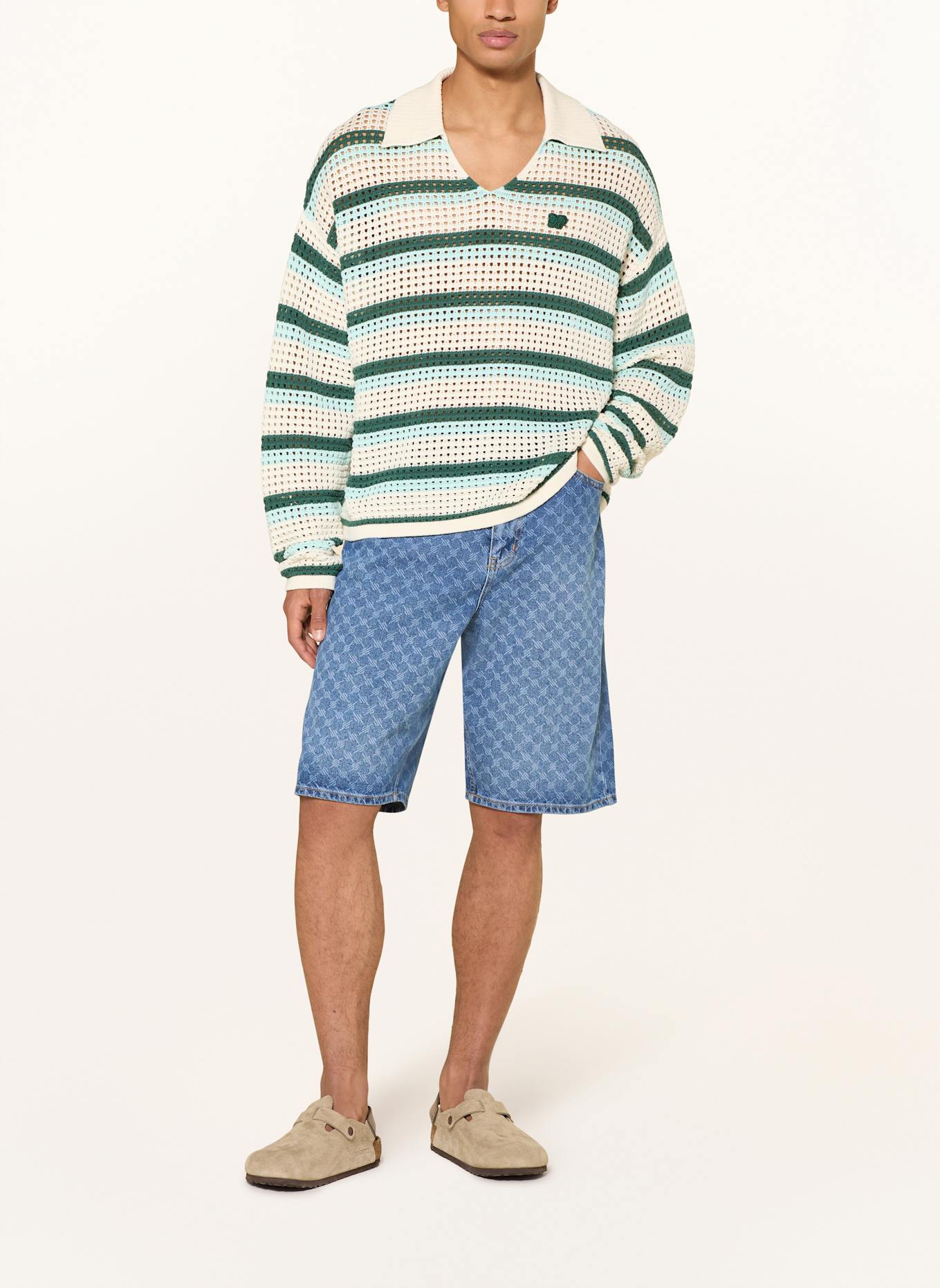 DAILY PAPER Pullover: WEISS / TÜRKIS / DUNKELGRÜN